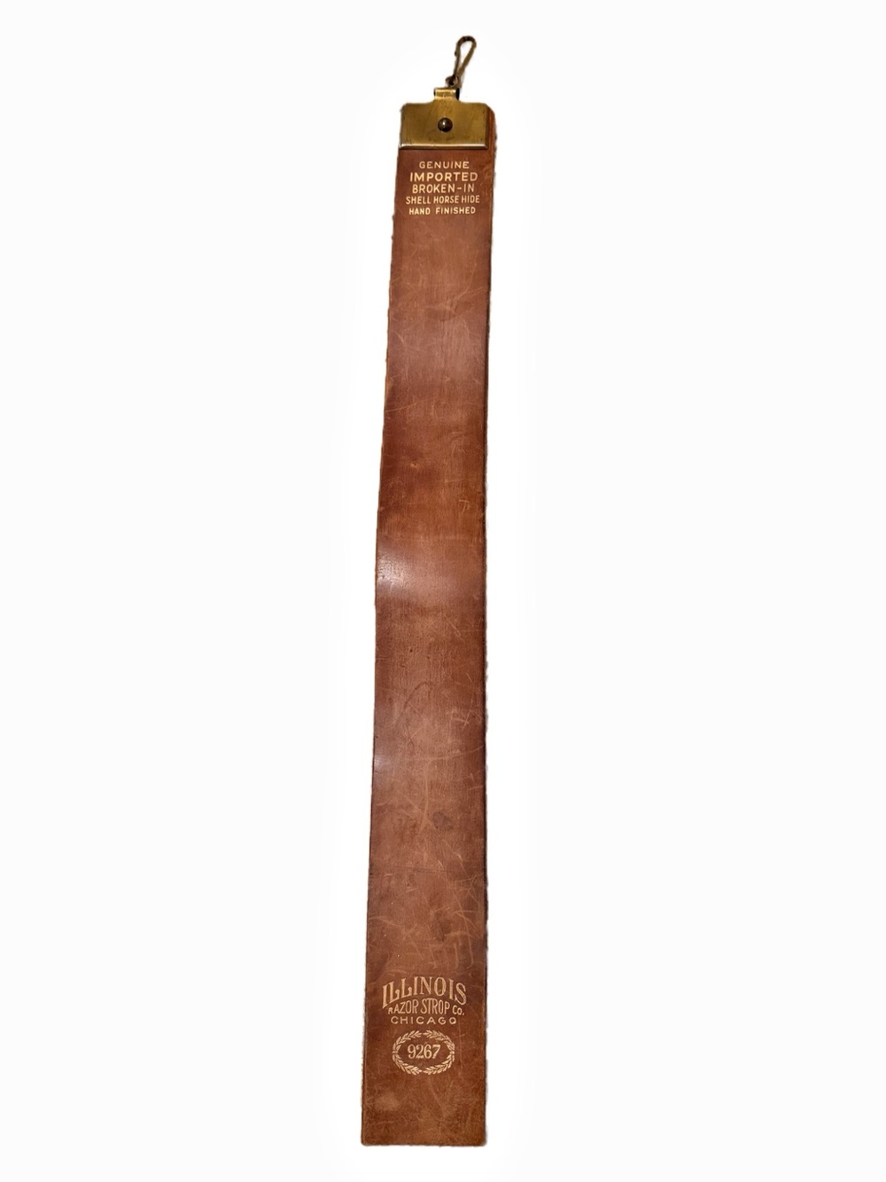Vintage Illinois Razor Strop 9267 Shell Horsehide Linen 2-Piece Shaving Barber